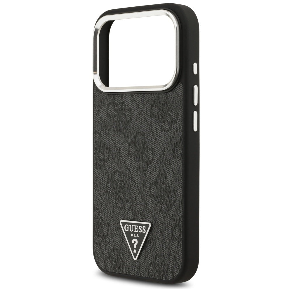 MagSafe Case for Apple iPhone 17 Pro, Guess, 4G Triangle Logo, Black Silver