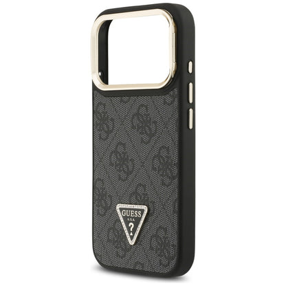 MagSafe Case for Apple iPhone 17 Pro, Guess, 4G Triangle Logo with Stand Camera, Black Gold