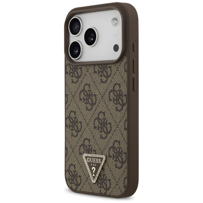 MagSafe Hülle für Apple iPhone 17 Pro, Guess, 4G Triangle Strass, Braun