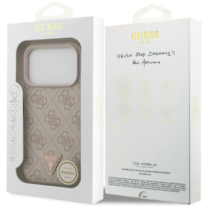 Étui MagSafe pour Apple iPhone 17 Pro, Guess, 4G Triangle Strass, Rose