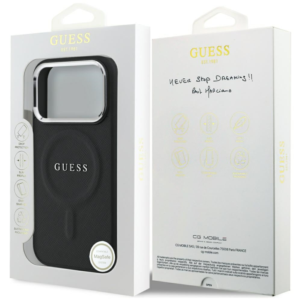 Étui MagSafe pour Apple iPhone 17 Pro, Guess, Classic Logo, Noir