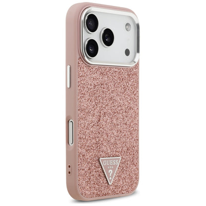 MagSafe Case for Apple iPhone 17 Pro, Guess, Glitter Triangle Logo, Pink