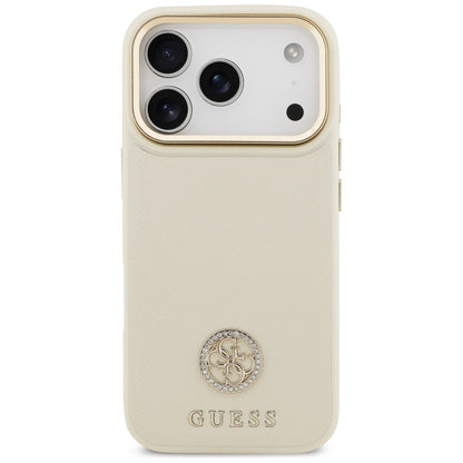 MagSafe Case for Apple iPhone 17 Pro, Guess, Grained Strass Logo, Beige