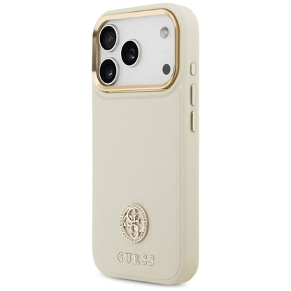 MagSafe Case for Apple iPhone 17 Pro, Guess, Grained Strass Logo, Beige