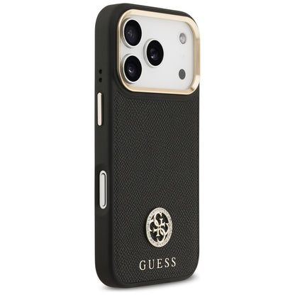 Coque MagSafe pour Apple iPhone 17 Pro, Guess, Logo Strass Grainé, Noir