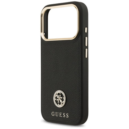 Coque MagSafe pour Apple iPhone 17 Pro, Guess, Logo Strass Grainé, Noir