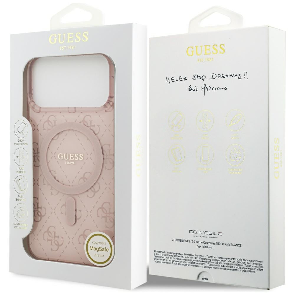 Étui MagSafe pour Apple iPhone 17 Pro, Guess, IML 4G Background, Rose