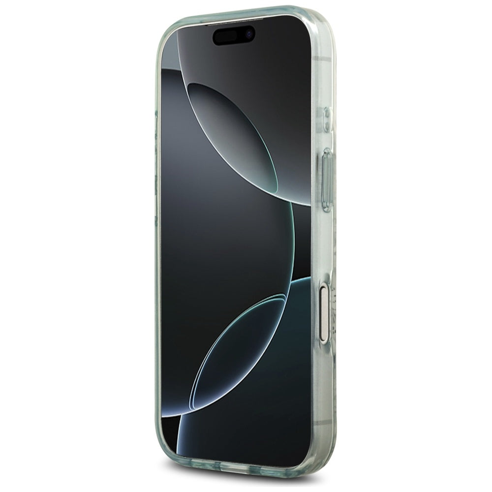 Étui MagSafe pour Apple iPhone 17 Pro, Guess, IML Flower and Tonal Circle, Vert