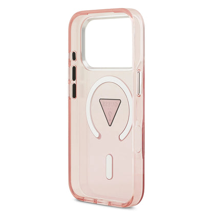Coque MagSafe pour Apple iPhone 17 Pro, Guess, logo triangle dégradé IML, Rose