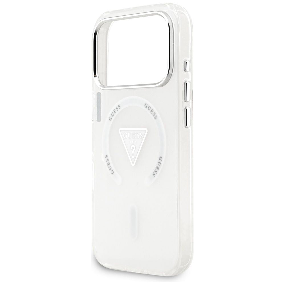 Coque MagSafe pour Apple iPhone 17 Pro, Guess, Logo Triangle Dégradé IML, Transparente