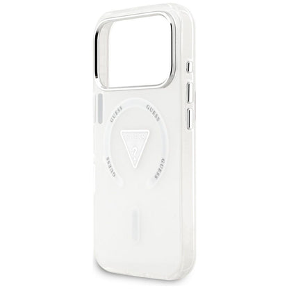 Coque MagSafe pour Apple iPhone 17 Pro, Guess, Logo Triangle Dégradé IML, Transparente