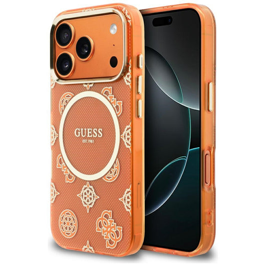 MagSafe Case for Apple iPhone 17 Pro, Guess, IML Peony Dot, Orange