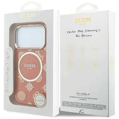 MagSafe Hülle für Apple iPhone 17 Pro, Guess, IML Peony Dot, Orange