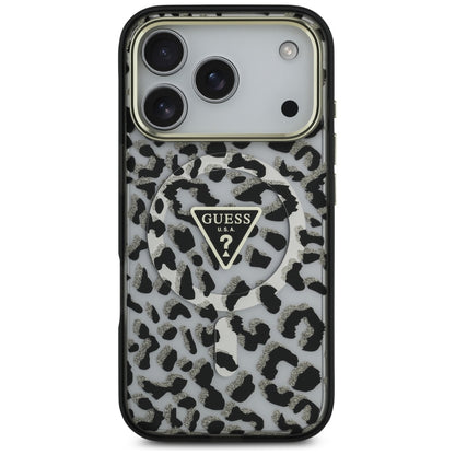 Étui MagSafe pour Apple iPhone 17 Pro, Guess, Leopard Glitter, Noir