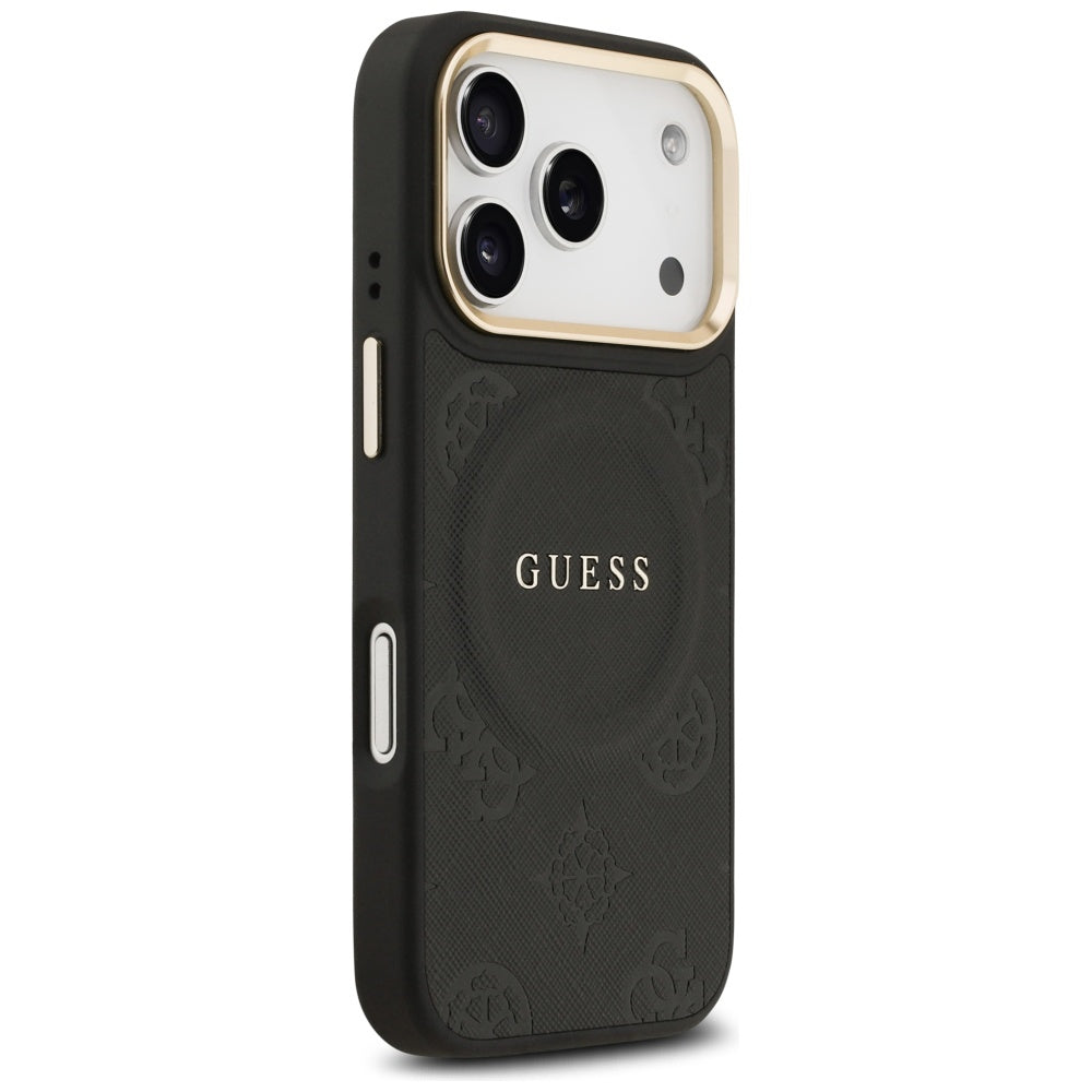 Coque MagSafe pour Apple iPhone 17 Pro, Guess, Peony Hot Stamp, Noire