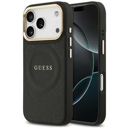 Coque MagSafe pour Apple iPhone 17 Pro, Guess, Peony Hot Stamp, Noire