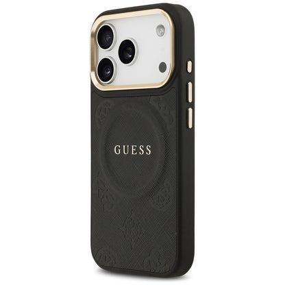 Coque MagSafe pour Apple iPhone 17 Pro, Guess, Peony Hot Stamp, Noire