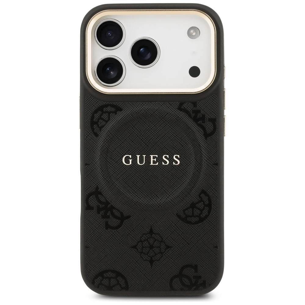Coque MagSafe pour Apple iPhone 17 Pro, Guess, Peony Hot Stamp, Noire