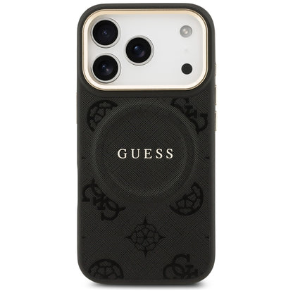 Coque MagSafe pour Apple iPhone 17 Pro, Guess, Peony Hot Stamp, Noire
