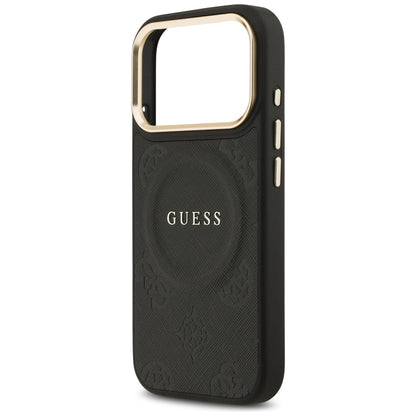 Coque MagSafe pour Apple iPhone 17 Pro, Guess, Peony Hot Stamp, Noire