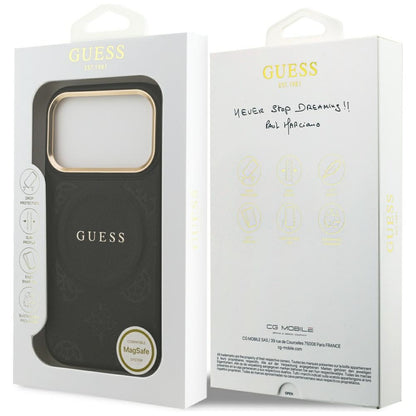 Coque MagSafe pour Apple iPhone 17 Pro, Guess, Peony Hot Stamp, Noire
