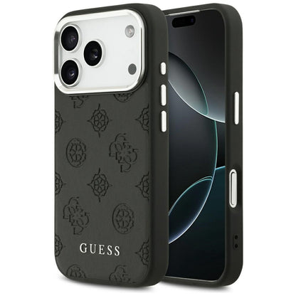 Coque MagSafe pour Apple iPhone 17 Pro, Guess, Peony Hot Stamp Script, Noire