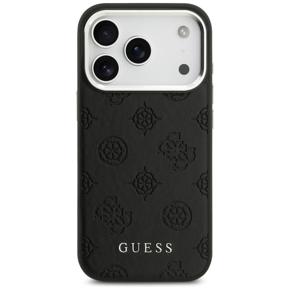 Coque MagSafe pour Apple iPhone 17 Pro, Guess, Peony Hot Stamp Script, Noire