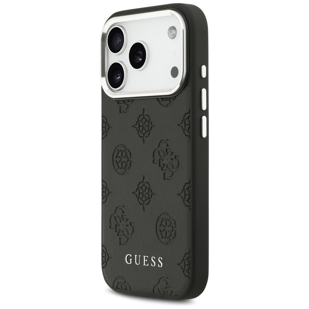 Coque MagSafe pour Apple iPhone 17 Pro, Guess, Peony Hot Stamp Script, Noire