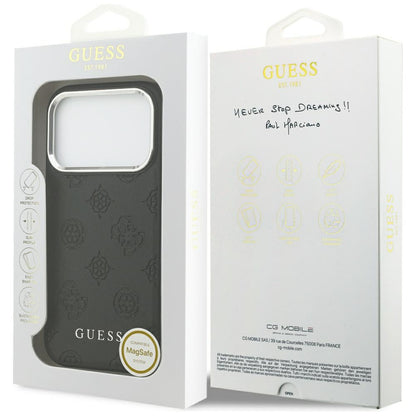 Coque MagSafe pour Apple iPhone 17 Pro, Guess, Peony Hot Stamp Script, Noire