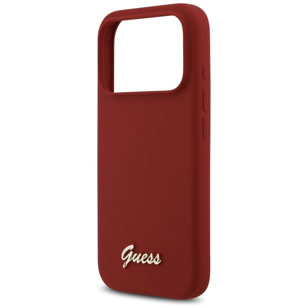 Coque MagSafe pour Apple iPhone 17 Pro, Guess, Script Metal Logo, Rose