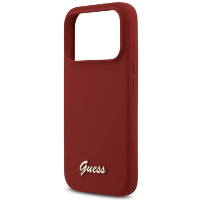 Coque MagSafe pour Apple iPhone 17 Pro, Guess, Script Metal Logo, Rose