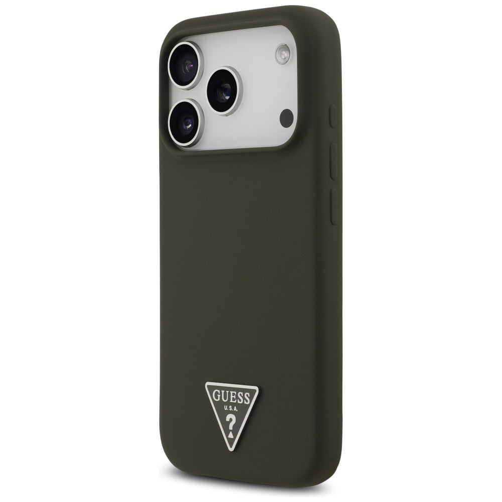 Étui MagSafe pour Apple iPhone 17 Pro, Guess, Logo Triangle, Kaki