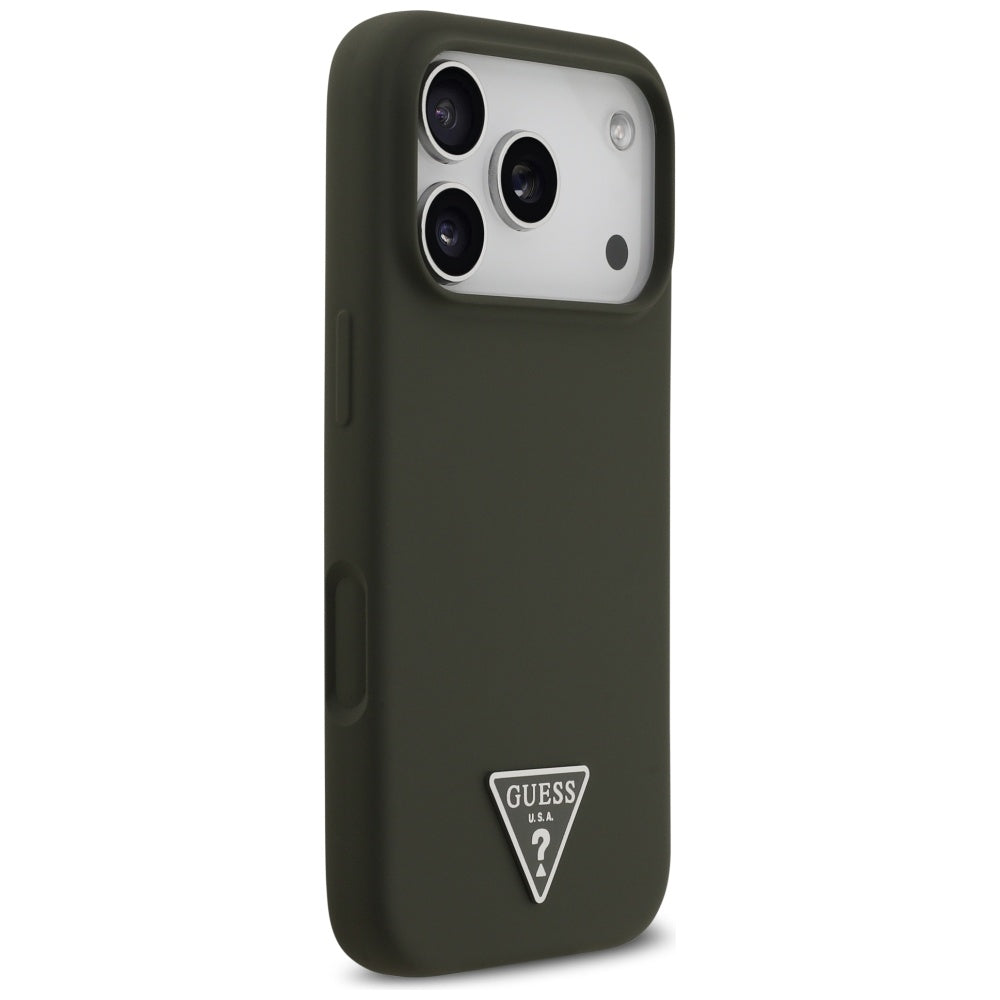 Étui MagSafe pour Apple iPhone 17 Pro, Guess, Logo Triangle, Kaki