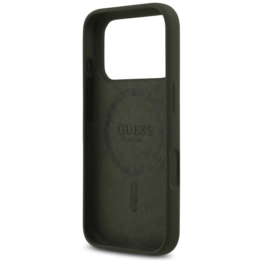 Étui MagSafe pour Apple iPhone 17 Pro, Guess, Logo Triangle, Kaki