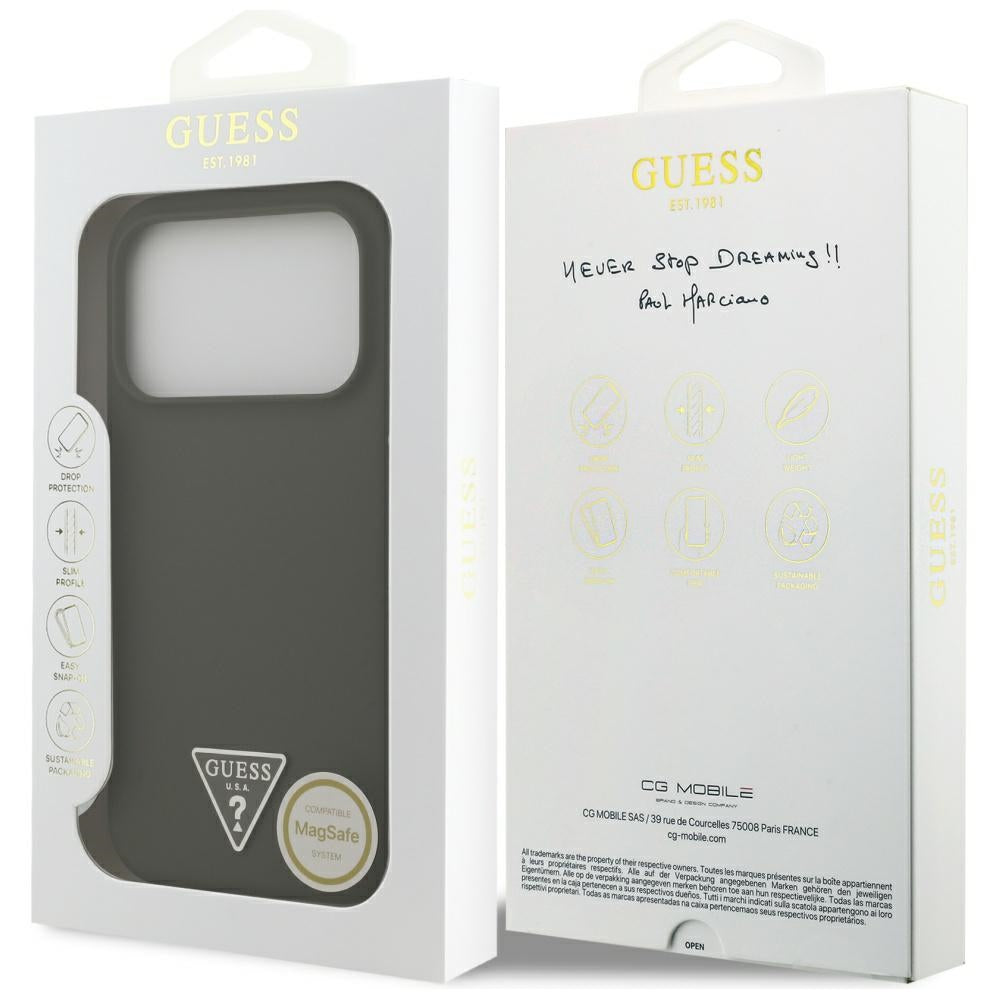 Étui MagSafe pour Apple iPhone 17 Pro, Guess, Logo Triangle, Kaki