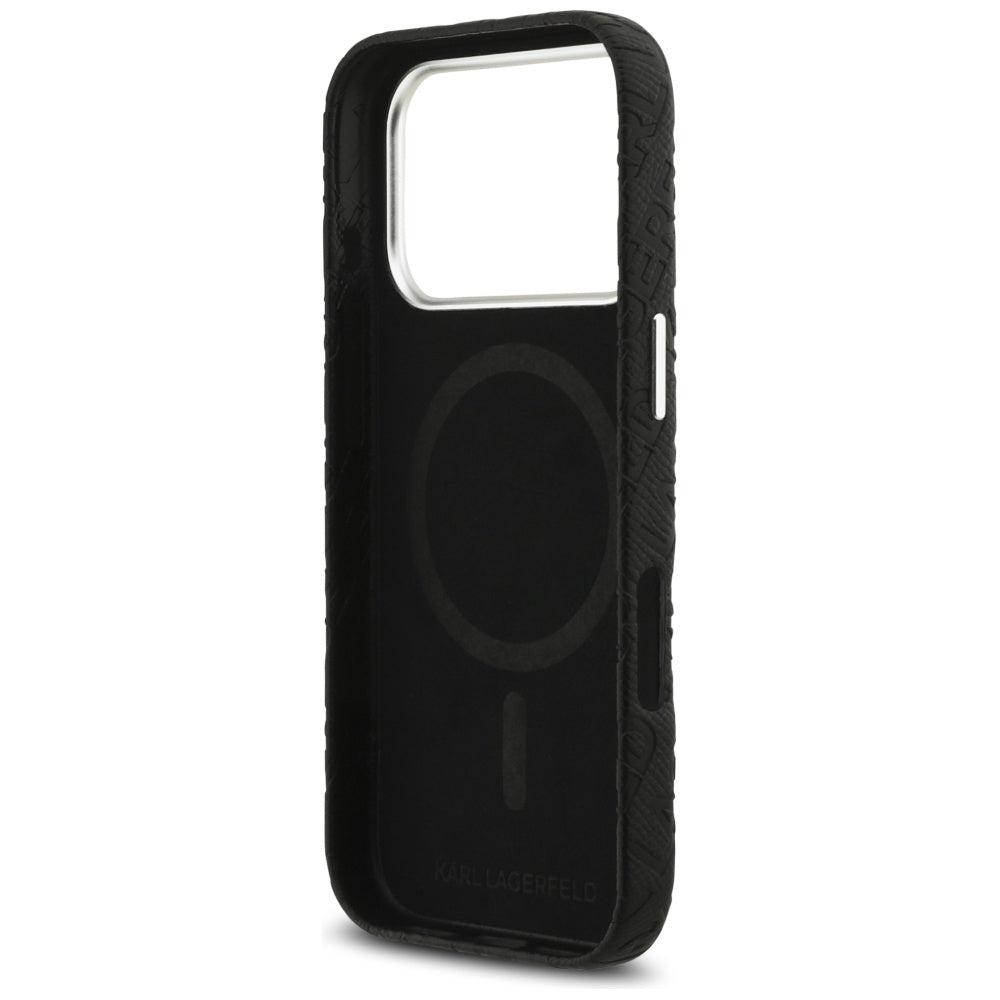 Étui MagSafe pour Apple iPhone 17 Pro, Karl Lagerfeld, FW Stamped Karl, Noir