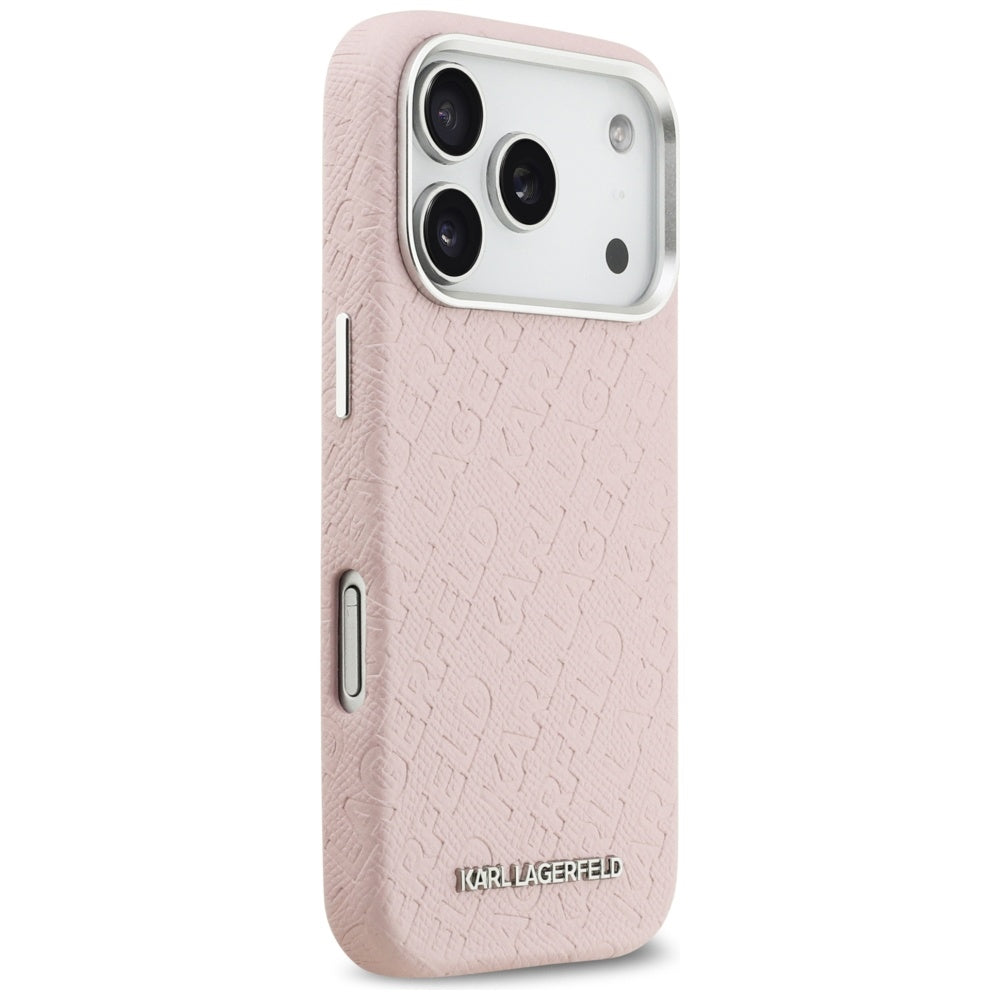 Coque MagSafe pour Apple iPhone 17 Pro, Karl Lagerfeld, FW Stamped Karl, Rose