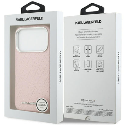 Coque MagSafe pour Apple iPhone 17 Pro, Karl Lagerfeld, FW Stamped Karl, Rose