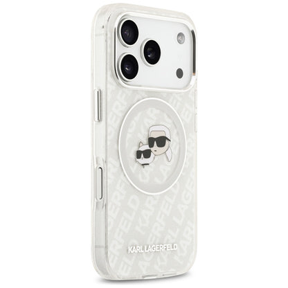 MagSafe Hülle für Apple iPhone 17 Pro, Karl Lagerfeld, Glitter Karl & Choupette Head, Weiß