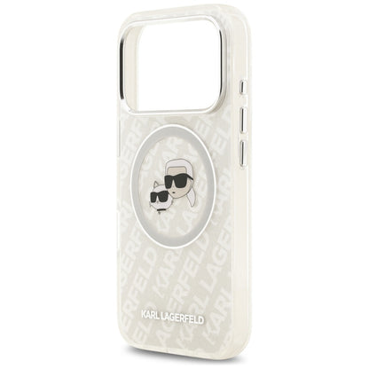 MagSafe Hülle für Apple iPhone 17 Pro, Karl Lagerfeld, Glitter Karl & Choupette Head, Weiß