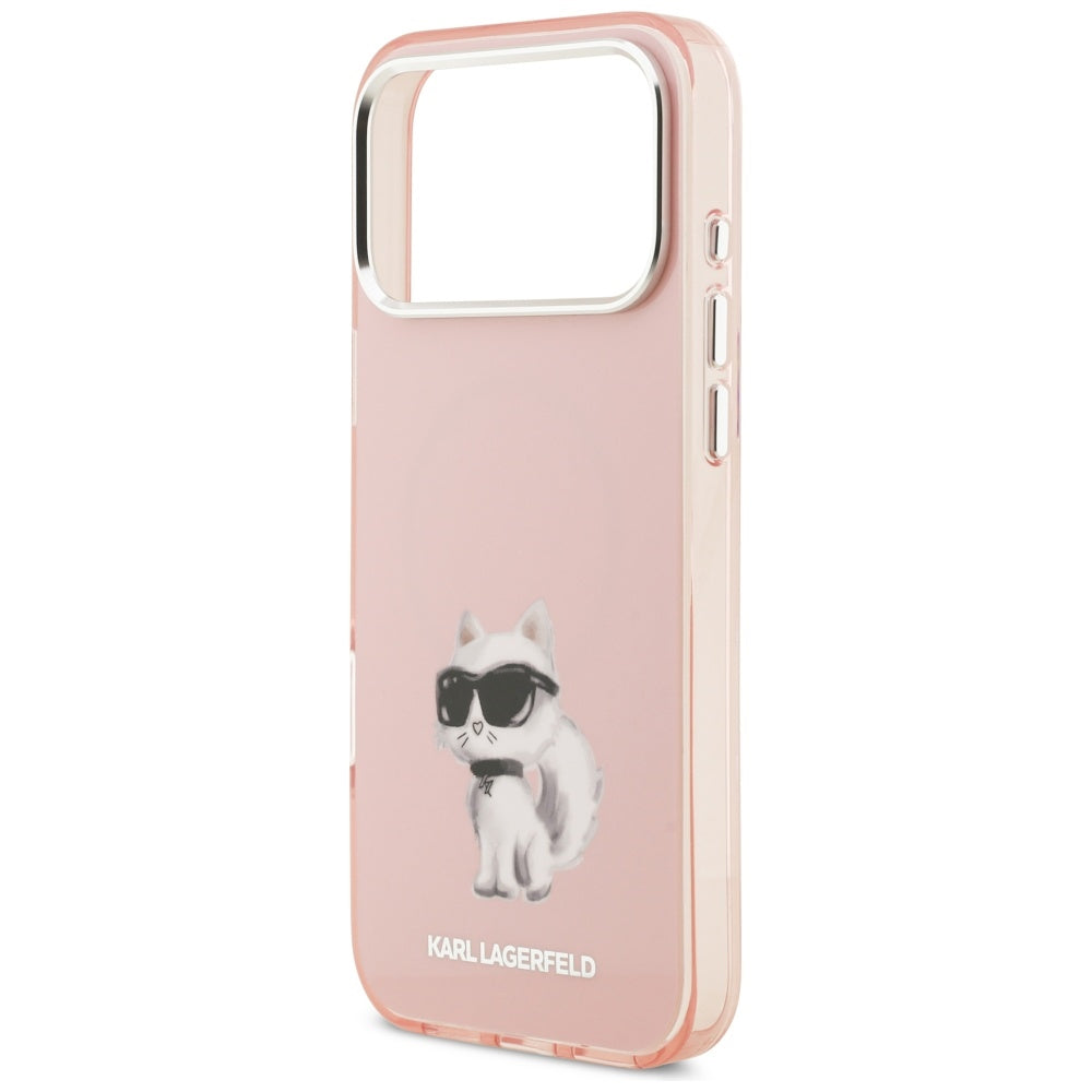 MagSafe Case for Apple iPhone 17 Pro, Karl Lagerfeld, IML Aquarelle Logo Choupette, Pink