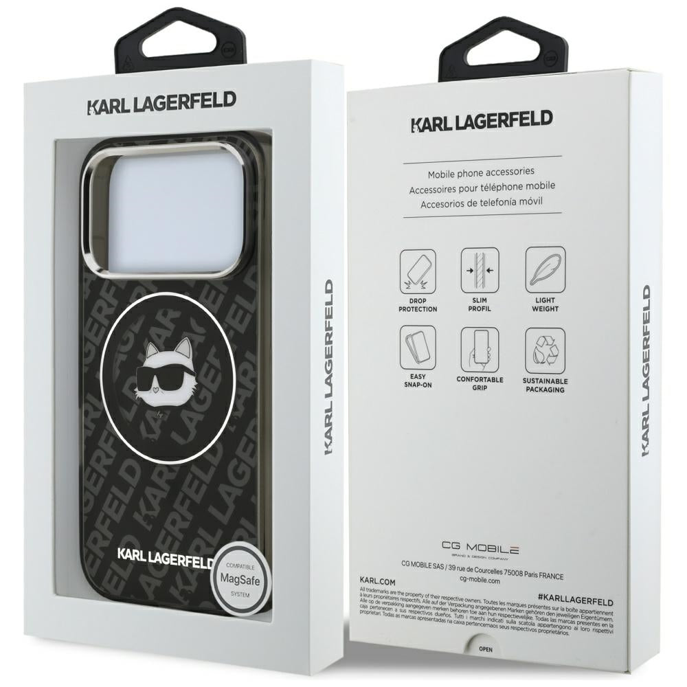 Housse MagSafe pour Apple iPhone 17 Pro, Karl Lagerfeld, IML Choupette's Head, Noire