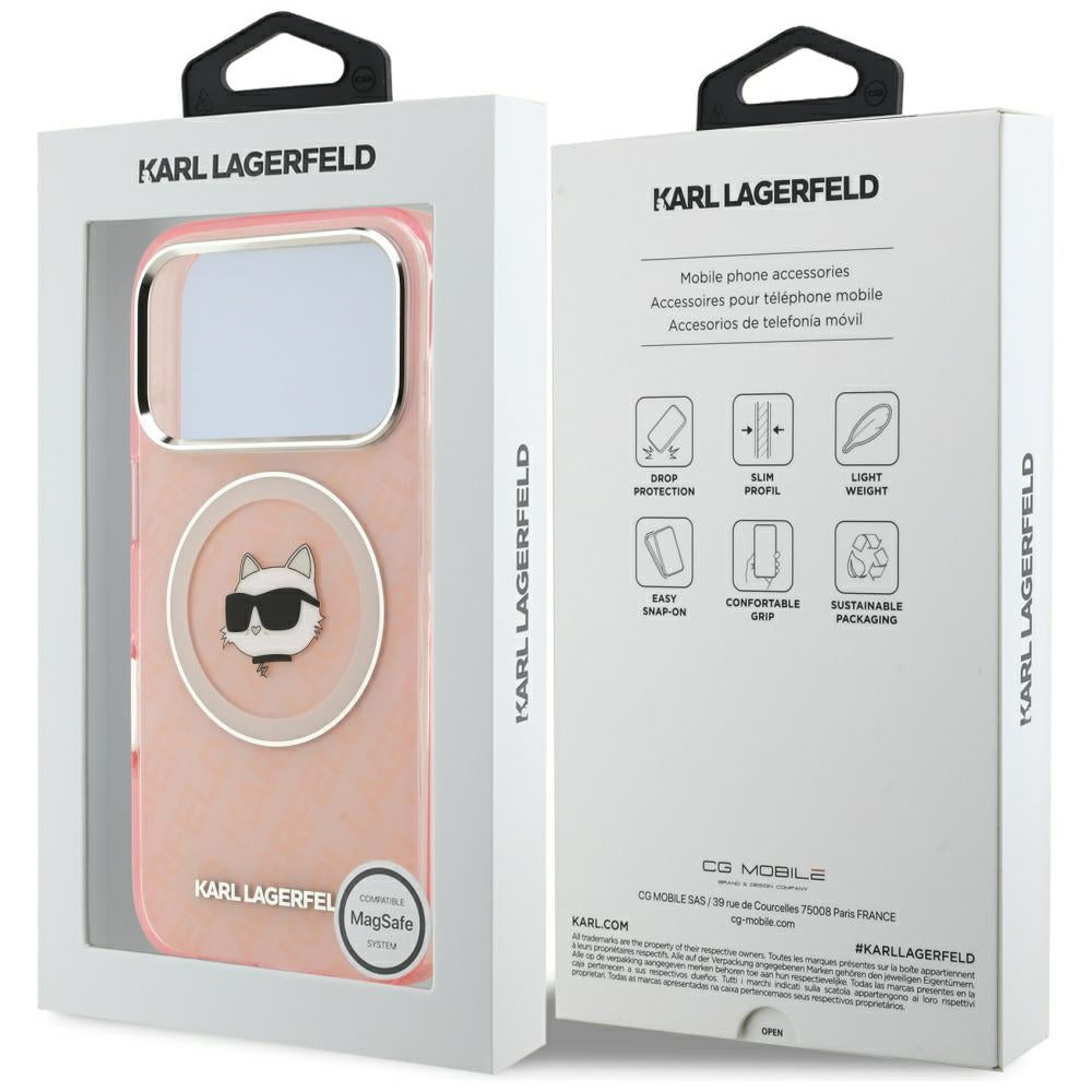 Étui MagSafe pour Apple iPhone 17 Pro, Karl Lagerfeld, IML Choupette's Head, Rose