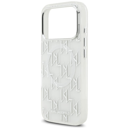 MagSafe Case for Apple iPhone 17 Pro, Karl Lagerfeld, IML KL Monogram, White