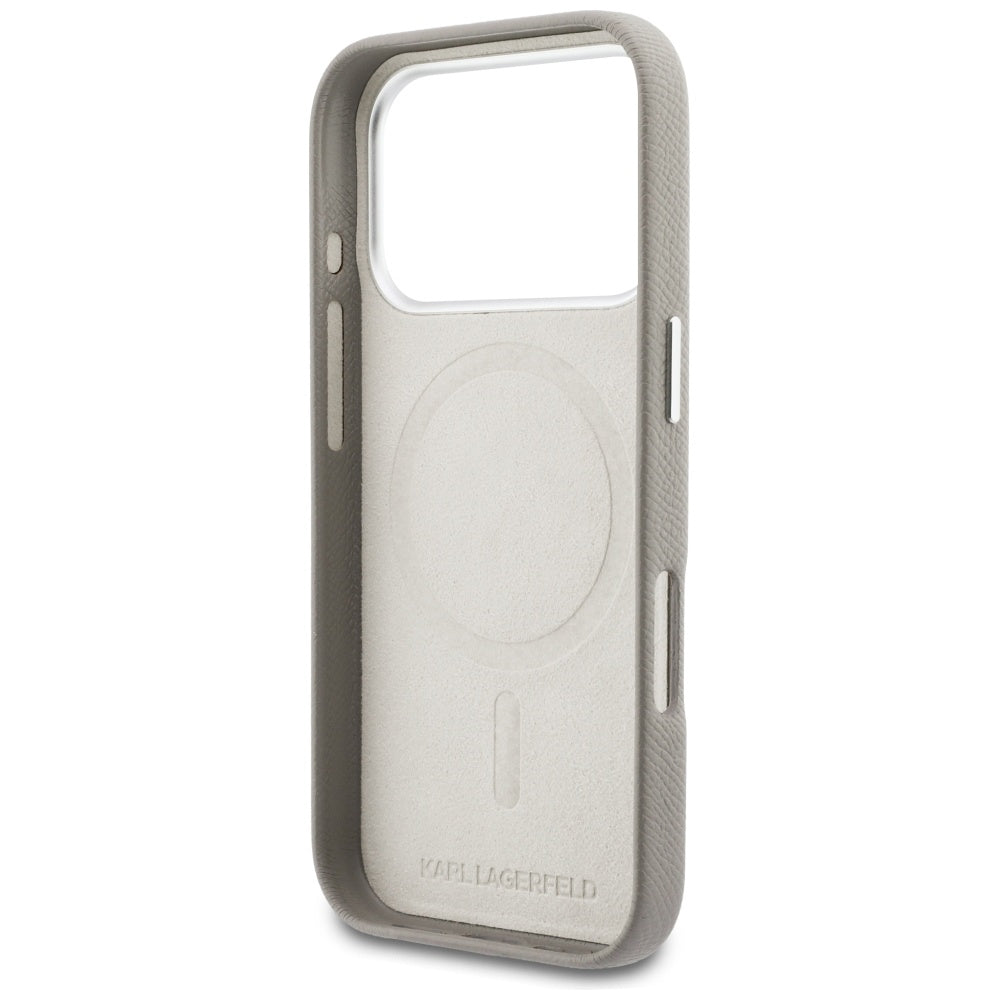 Coque MagSafe pour Apple iPhone 17 Pro, Karl Lagerfeld, Logo Karl Head, Gris