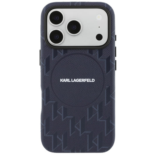 MagSafe Case for Apple iPhone 17 Pro, Karl Lagerfeld, KL Monogram Logo, Blue
