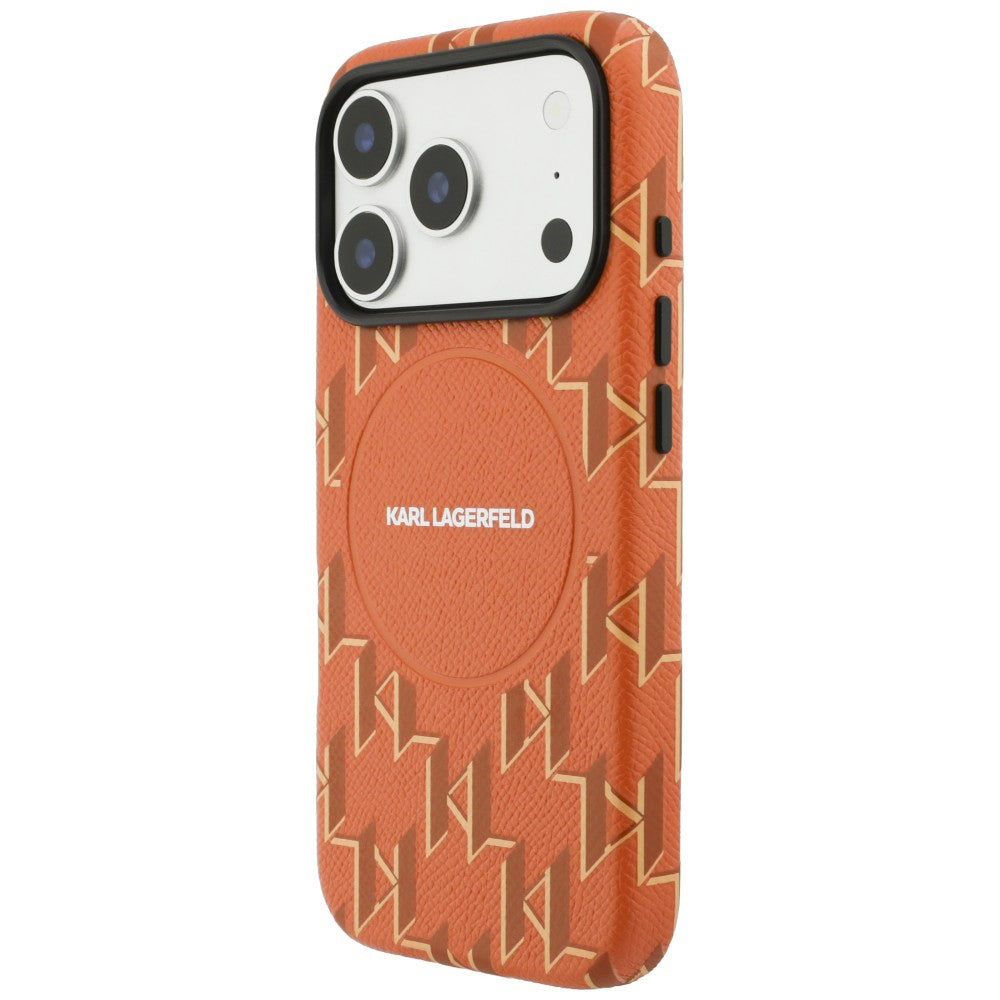 MagSafe Case for Apple iPhone 17 Pro, Karl Lagerfeld, KL Monogram Logo, Orange