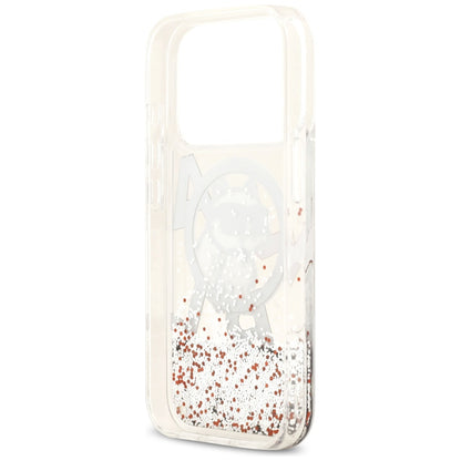 Coque MagSafe pour Apple iPhone 17 Pro, Karl Lagerfeld, Liquid Glitter Choupette Logo, Transparente