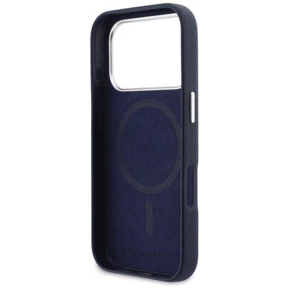 Étui MagSafe pour Apple iPhone 17 Pro, Karl Lagerfeld, Saffiano Karl & Choupette Pins, Bleu