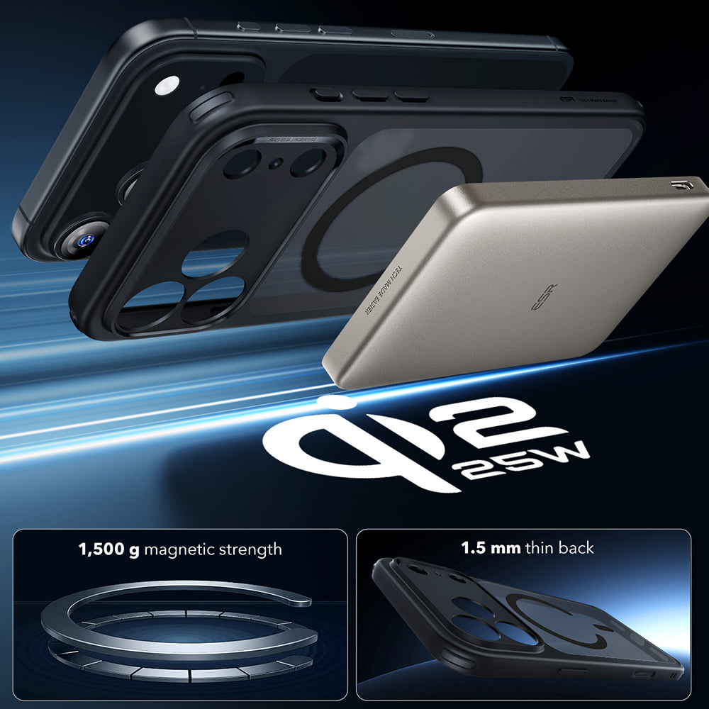 Coque MagSafe pour Apple iPhone 17 Pro Max, ESR, Classic Hybrid, Noir Satiné